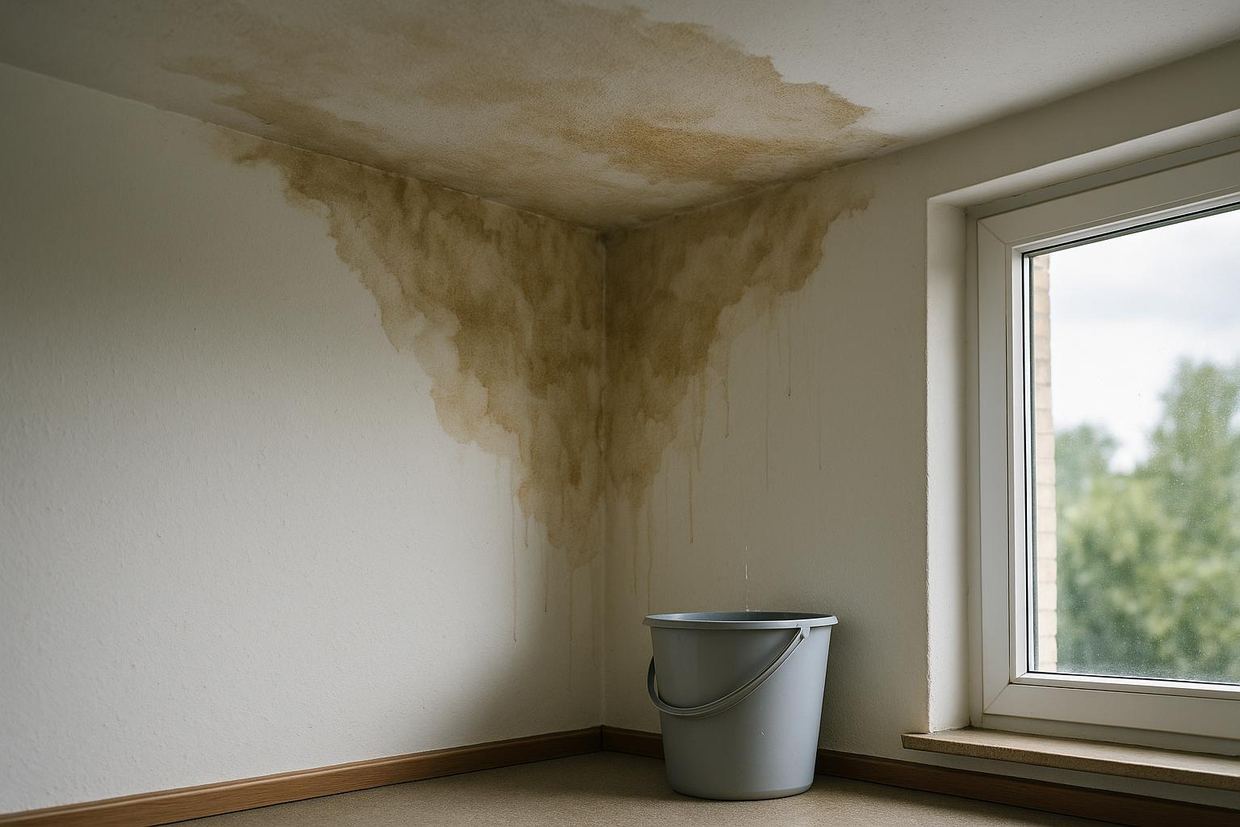Storm water damage on a Plano home ceiling being dried out